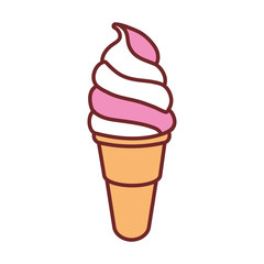 flar line colored ice cream cone  over white background  vector illustration
