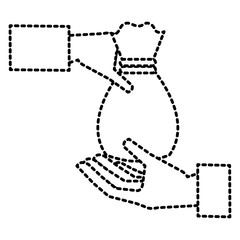 hand with money bag isolated icon