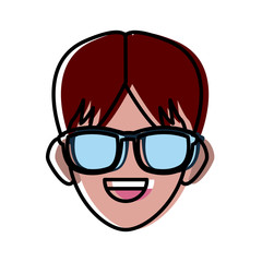 Man face with sunglasses