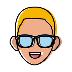 Man face with sunglasses