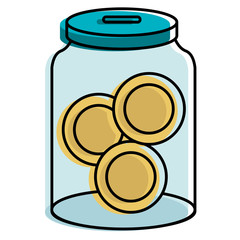 glass jar with coins money