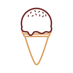 flar line colored ice cream cone  over white background  vector illustration