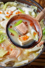 Japanese cuisine - Ishigari Nabe -  Salmon Hot Pot 