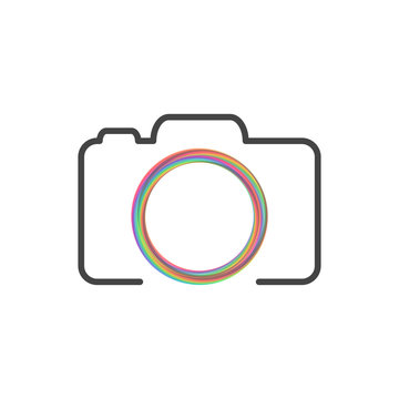 Photo camera logo with colorful circle