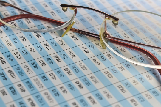 Spreadsheet and glasses