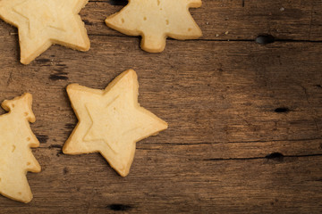 Christmas cookie on wooden background