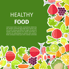 Healthy Food Banner with Fruits and Vegetables