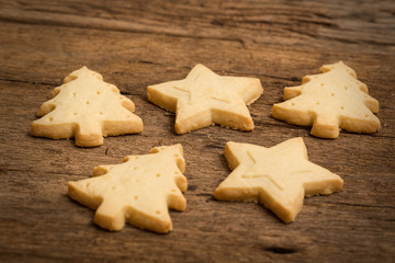 Christmas cookie on wooden background