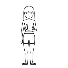 cartoon woman with ice cream icon over white background vector illustration