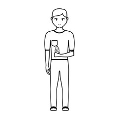 cartoon man with ice cream icon over white background vector illustration