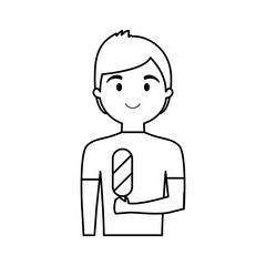 cartoon man with ice cream icon over white background vector illustration