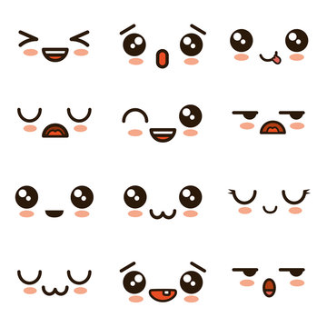 cute faces kawaii emoji cartoon