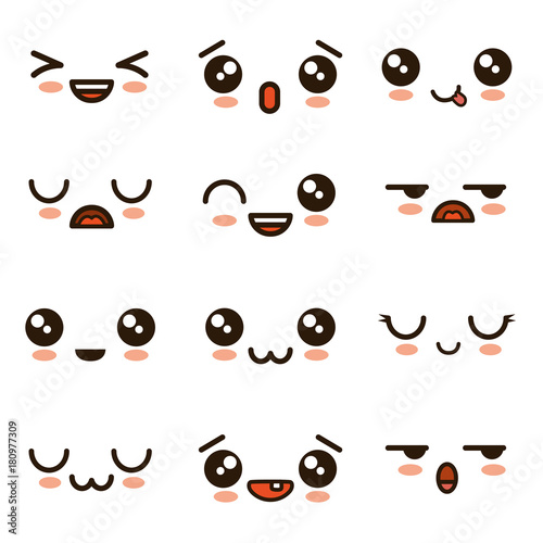 Cute Faces Kawaii Emoji Cartoon Wall Mural Wallpaper Murals Gstudio Group Cute Faces Kawaii Emoji Cartoon Wall Mural Wallpaper Murals Gstudio Group