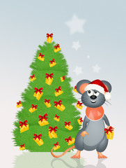 mouse and funny Christmas tree