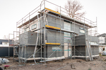 Gedämmtes Haus im Rohbau