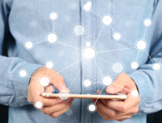 Touch screen smartphone in a hand