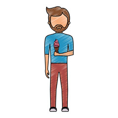 Fototapeta premium avatar man with ice cream icon over white background vector illustration