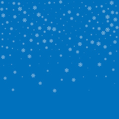 Christmas winter blue background with Christmas falling snowflakes. White elegant snowfall Christmas background. Happy New Year card design for holiday, winter Xmas decoration Vector illustration