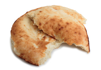 Organic fresh bread on white background