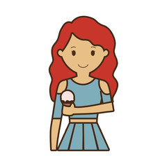 cartoon woman with ice cream icon over white background colorful design vector illustration