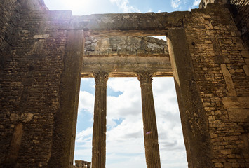 The Roman Capitol. Ruin. Tunisia, Dougga.