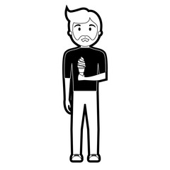 cartoon man with ice cream icon over white background vector illustration