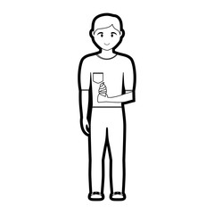 cartoon man with ice cream icon over white background vector illustration