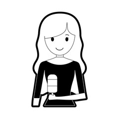 cartoon woman with ice cream icon over white background vector illustration