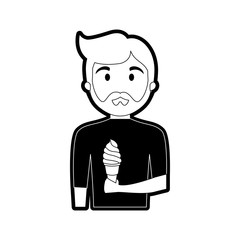 cartoon man with ice cream icon over white background vector illustration