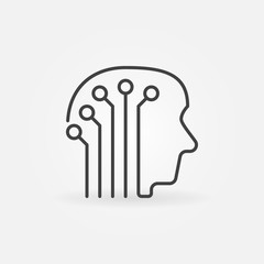 Human head with electronic circuit concept icon