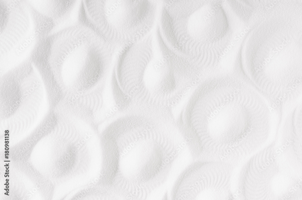 Poster white abstract grainy soft background with rippled circles pattern.