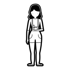 avatar woman with ice cream icon over white background vector illustration