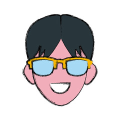 Man face with sunglasses