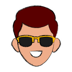 Man face with sunglasses