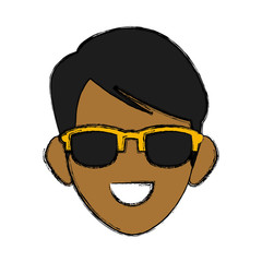 Man face with sunglasses