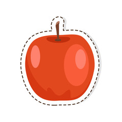 Red Apple Flat Vector Isolated Sticker or Icon