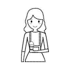 cartoon woman with ice cream icon over white background vector illustration