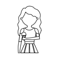 avatar woman with ice cream icon over white background vector illustration