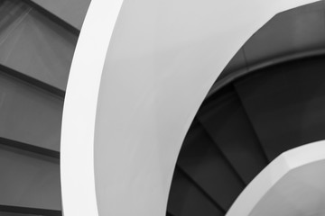 Black and white spiral stairs abstract fragment