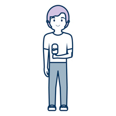 cartoon man with ice cream icon over white background vector illustration