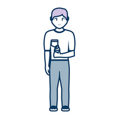 cartoon man with ice cream icon over white background vector illustration