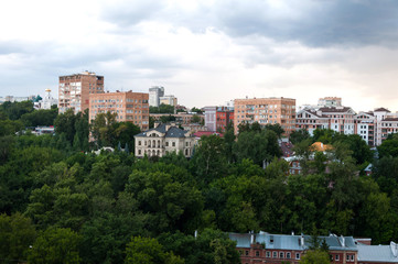 Fototapeta na wymiar View of the center of Nizhny Novgorod from Kremlin. Nizhny Novgorod. Russia