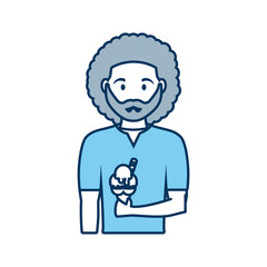 cartoon man with ice cream icon over white background vector illustration