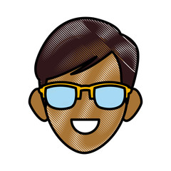 Man face with sunglasses