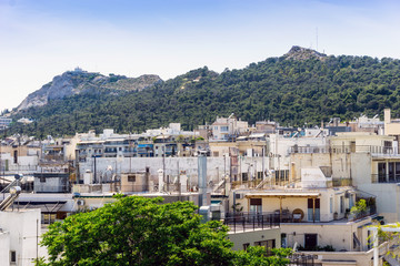 Fototapeta na wymiar Street view of old buildings in Athens, Greece
