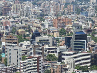 Aerial view of skyscrapers in Santiago, Chile