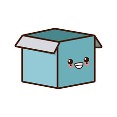 Cardboard box open cute kawaii cartoon