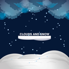night with clouds and snow colorful design vector illustration 