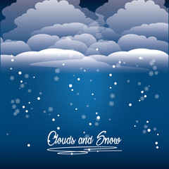Fototapeta na wymiar night with clouds and snow colorful design vector illustration 