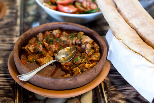 Traditional Georgian dish - ostri - hot, spicy meal
